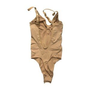 Skims S/M low back thong bodysuit Ochre Tan Compression Slimming NWOT MSRP $70